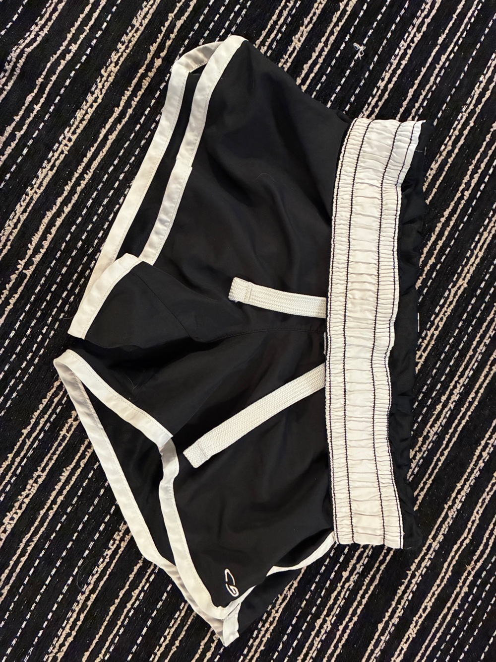 Champion Black Athletic Shorts with White Trim
